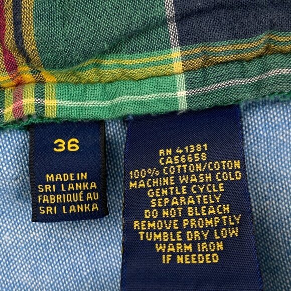 Polo Ralph Lauren Authentic India Madras Plaid Straight Fit Mens Shorts Size 36 - Picture 6 of 6